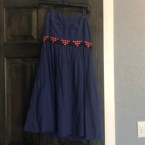 Anthropologie Blue Strapless Dress